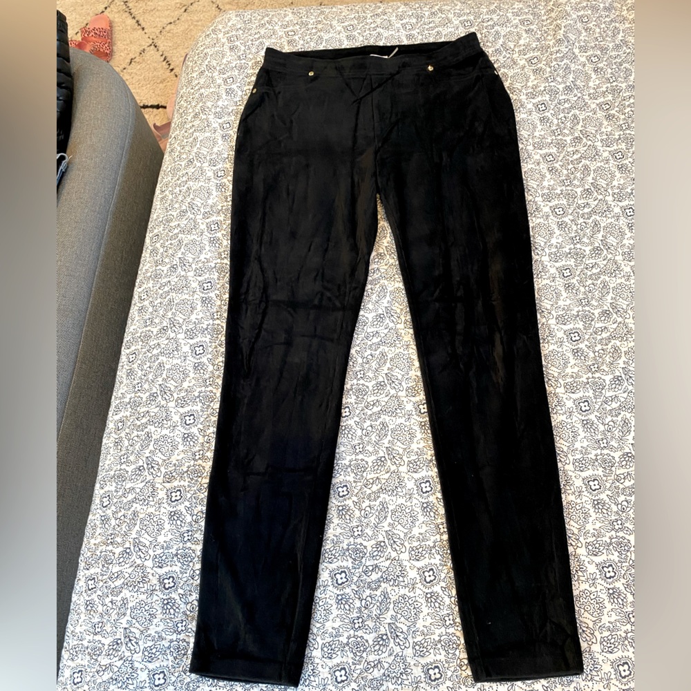 Calvin Klein velour black ribbed leggings